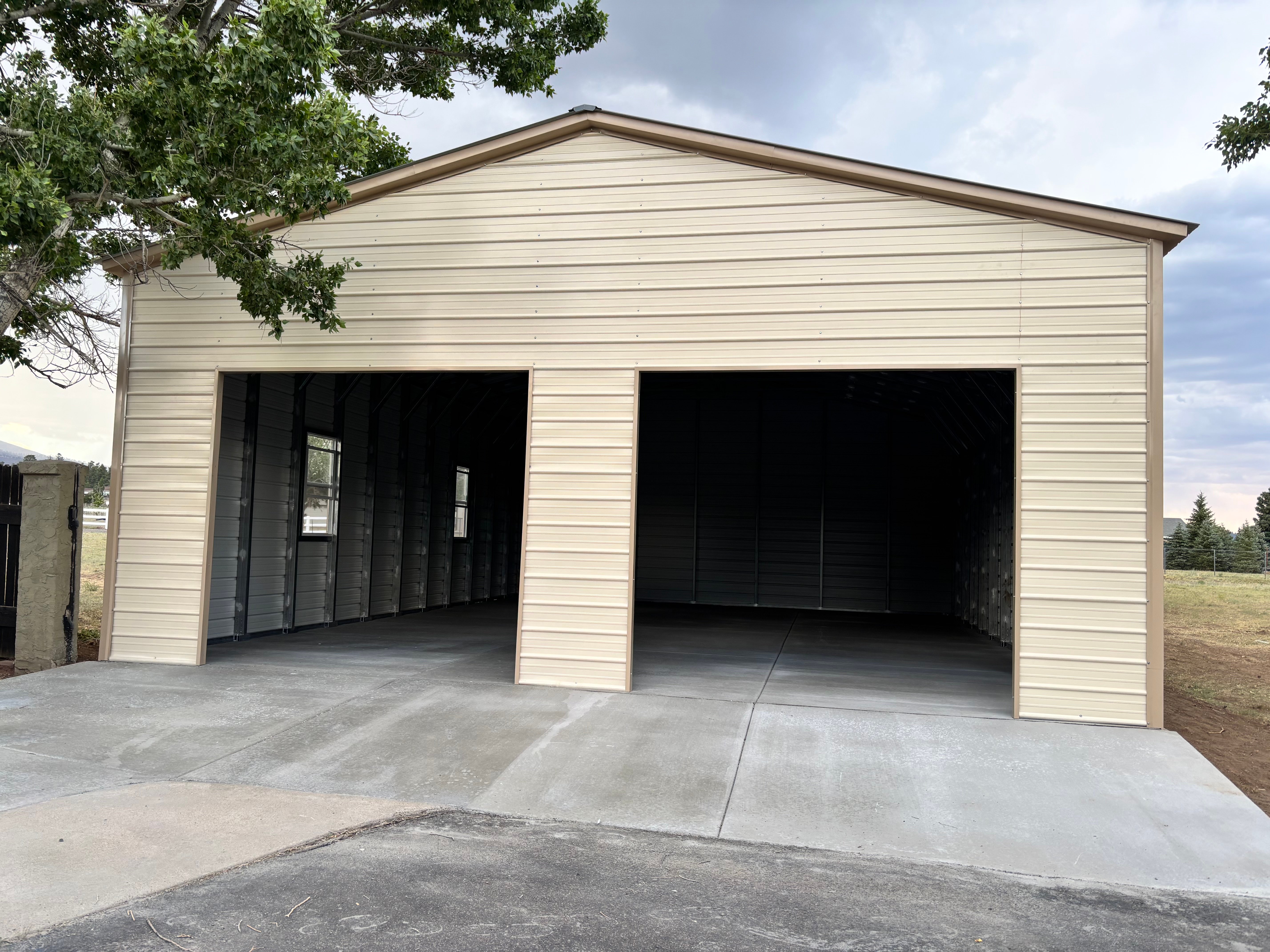30 × 40 × 12 ft steel building — front view